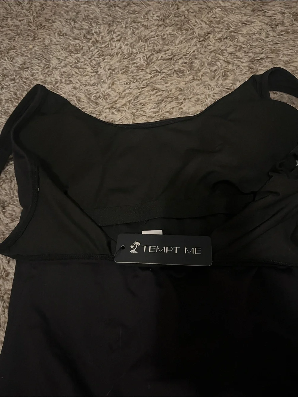 NWT Tempt Me Black One-Piece Swimsuit - Scoop Neck